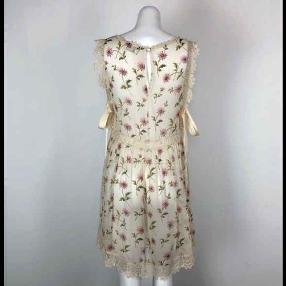 Red Valentino Silk Floral Shift Dress Lace Crochet - Picture 4 of 6